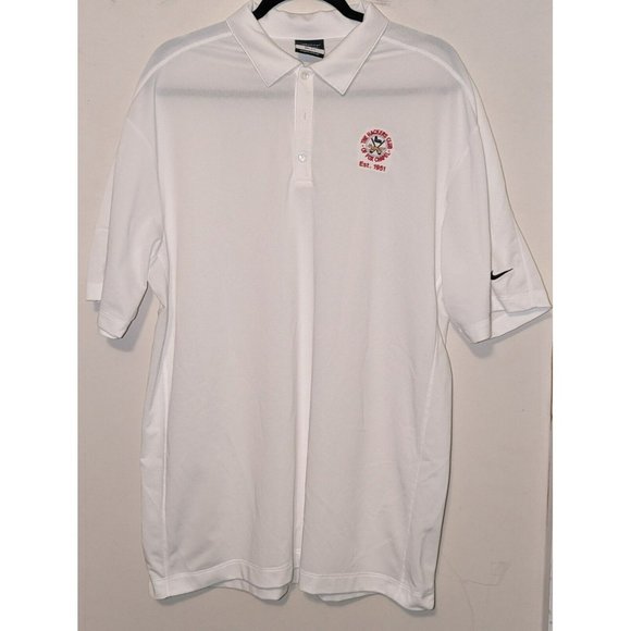Nike Other - Nike Golf Dri-Fit XL Short Sleeve White Polo Shirt Hackers Club Logo